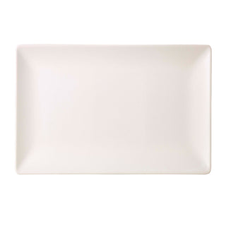 Luna  White/Black Rectangular Plate 30 x 20cm Stoneware Table Top Serving Plate Set 6