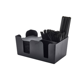 Plastic Classic Bar Caddy Black, Bar Storage, Bar Organiser, Bar Condiment Caddy, Napkin Holder, Straw Holder