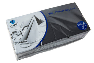 Pack Of 2000 Black 2ply 4 Fold Dinner Napkins 40cm x 40cm