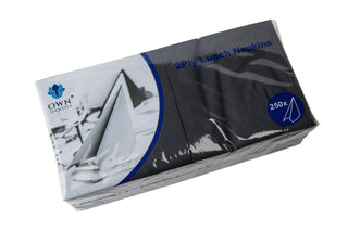 Pack Of 2000 Black 2ply 4 Fold Lunch Napkins 33cm x 33cm