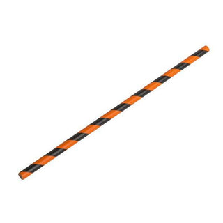 Pack Of 250 8" Standard 6mm Bore Black & Orange Paper Straws