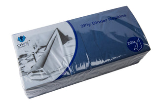 Pack Of 1000 Dark Blue 3ply 4 Fold Dinner Napkins 40cm x 40cm
