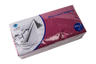 Pack Of 2000 Burgundy 2ply 4 Fold Lunch Napkins 33cm x 33cm