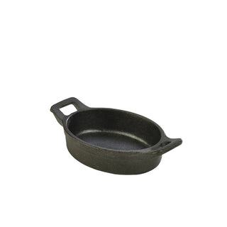 Mini Cast Iron Oval Eared Dish 12×9×3cm 24cl Pack of 6 Table Presentation