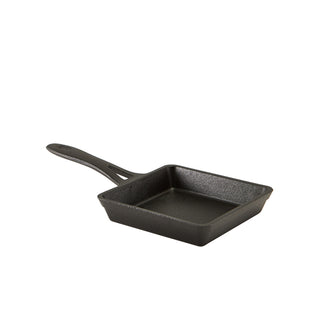 Mini Cast Iron Square Frypan 13×3cm 35cl Overall Size 26.5×13×3cm Pack of 6