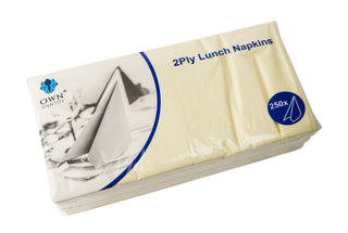 Pack Of 2000 Devon Cream 2ply 4 Fold Lunch Napkins 33cm x 33cm