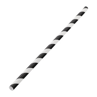 Pack Of 250 8" Standard 6mm Bore Black & White Paper Straws