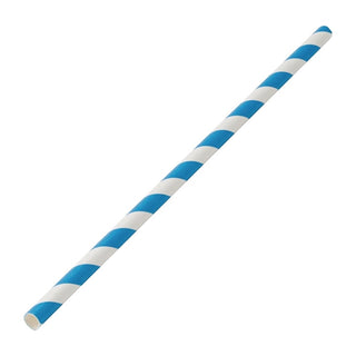 Pack Of 250 8" Standard 6mm Bore Blue & White Paper Straws
