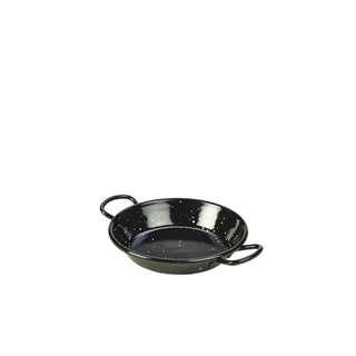 Black Enamel Paella Pan Durable Steel with Enamel Coating Cooking Serving Food Presentation