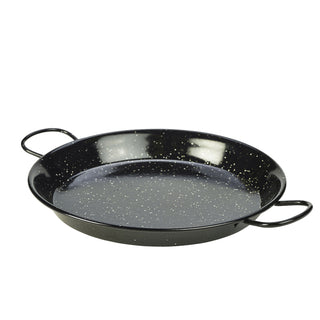 Black Enamel Paella Pan Durable Steel with Enamel Coating Cooking Serving Food Presentation
