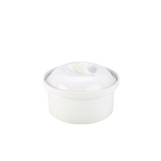 1.5L (53oz) White Porcelain Round Casserole Dish with Lid, for Hot & Cold Food Service, Dishwasher Safe - Set of 4