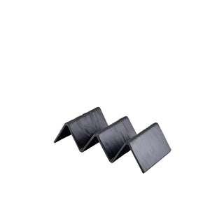 Matt Black Melamine Fast Food Stand with 2 Slots for Tacos or Hot Dogs – 20×10×5cm, Stackable Catering Display (Pack of 12)