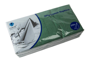 Pack Of 2000 Dark Green 2ply 4 Fold Lunch Napkins 33cm x 33cm