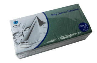 Pack Of 1000 Dark Green 3ply 4 Fold Dinner Napkins 40cm x 40cm