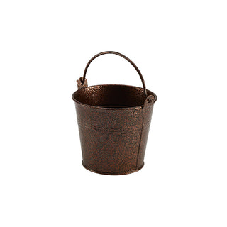 Serving Bucket 10x7.7x9cm Copper/Silver Galvanised Hammered Steel with Powder Coating Set 12