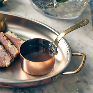 Mini Copper-Plated Stainless Steel Sauce Pans with Brass Handle – Premium Presentation Pans (7cm, 7.8cm & 9cm) - Set of 6