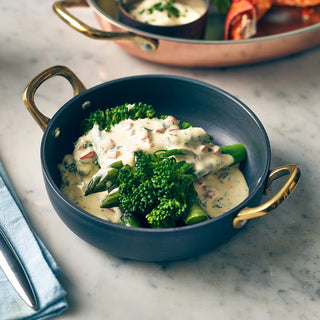 6-Pieces Aluminium Mini Casserole Dish with Brass Handles For Home Dining, Restaurants, Dessert, Side Dishes - 14.1oz/ 17.6oz