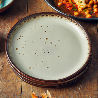 Vitrified Terracotta Dessert Plates Set of 12, Sabrosa Rustic Pasta Salad Side Plate, 19.5cm Diameter