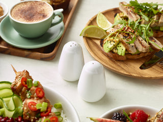 White Porcelain Pepper Pot Ceramic Seasoning Shaker for Catering, Dining, Table Service, Set of 6