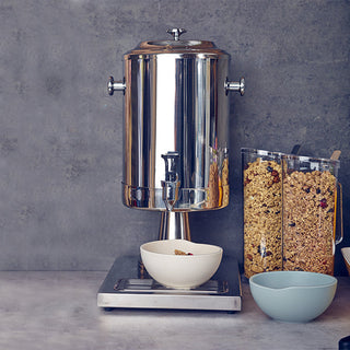 Milk Dispenser with Ice Chamber 56x35x26cm 6L Pack of 1 Stainless-Steel premium beverage server perfect for breakfast catering display use