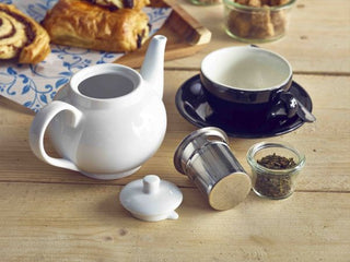 Teapot with Infuser – Ceramic Porcelain Teapot with Strainer for 2 Cups – 400ml Small Tea Pot Infuser for Loose Tea