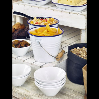 White Porcelain Low Conical Bowl for Catering & Food Service, 13.5×6cm (34cl / 12oz), Pack of 6