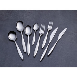 Stainless Steel Teardrop Cutlery Collection Silver Finish, 12 Pieces Flatware for Dining, Kitchen, Catering
