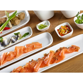 White Porcelain Ellipse Platter for Catering & Food Presentation, 27×10cm (10.75×4in), Pack of 6