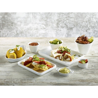 White Ramekin Stacking Vitrified Porcelain Dish Sauces Condiment Pot