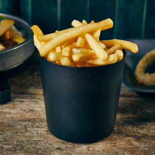 Metallic Stainless Steel Serving Cups Set of 12 – 14.8oz, PTFE Coated, Stackable Food Presentation Cups (Black & Blue)