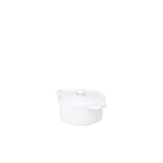 8oz Small Porcelain Covered Mini Casserole Dish with Lid, White Pot Premium Hotelware 10.5cm (4") - Set of 6
