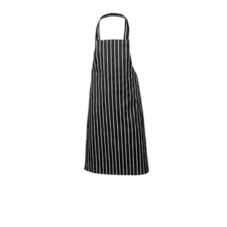 Black Butchers Stripe Bib Apron – 100% Cotton 70×100cm with Wide Tape Ties