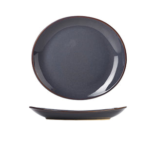 Rustic Stoneware Blue Oval Plate 25cm/29.5cm Set of 6 Dinnerware Presentation Plate