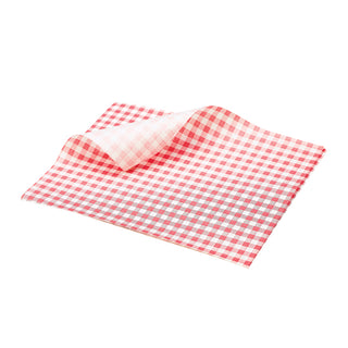 Greaseproof Paper Sheets Classic Gingham Check Print Red, Black, Blue