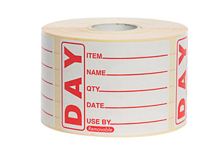 Pack Of 500 Red Day Labels 50 x 65mm