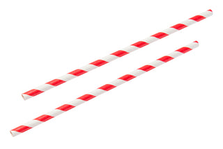 Pack Of 250 9" 8mm Bore Red & White Paper Smoothie Straws