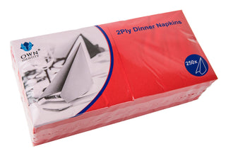 Pack Of 2000 Red 2ply 4 Fold Dinner Napkins 40cm x 40cm