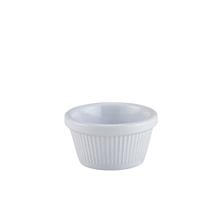 White Melamine Fluted Ramekins – Multiple Sizes for Condiments, Durable Stackable Catering Pots (Pack of 24)