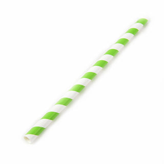 Pack Of 250 9" 8mm Bore Green & White Paper Smoothie Straws