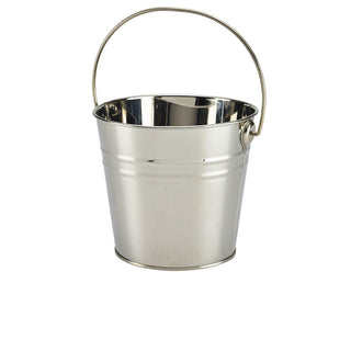 Stainless Steel Serving Bucket 16×14cm Silver/Black Table Top Sides Serving Buckets