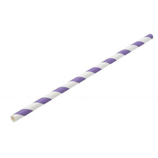 Pack Of 250 8" Standard 6mm Bore Purple & White Paper Straws