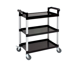 Small/ Large 3 Tier Polypropylene (PP) Service Trolley - Black Shelves