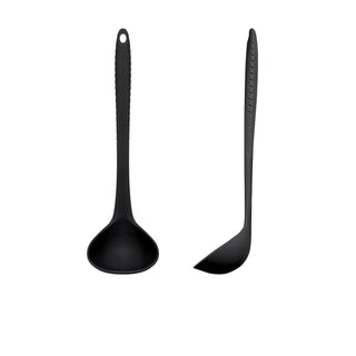 Black Silicone Ladle – Heat Resistant Food Grade Utensil 30cm (75ml Capacity)