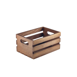 Rustic Dark Pine Wood Crate 21.5cm/27cm/41cm Set of 1 for Display Storage Retail Home Use