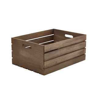 Rustic Dark Pine Wood Crate 21.5cm/27cm/41cm Set of 1 for Display Storage Retail Home Use