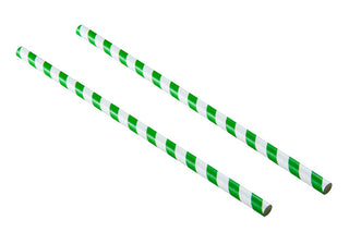 Pack Of 250 9" 10mm Bore Dark Green & White Paper Smoothie Straws