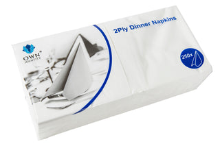 Pack Of 2000 White 2ply 4 Fold Dinner Napkins 40cm x 40cm