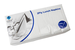 Pack Of 2000 White 2ply 4 Fold Lunch Napkins 33cm x 33cm