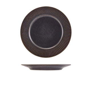 Black Fluted Winged Plate 21cm/26cm/29cm Set of 6 Porcelain Plates Fine Dining Tableware